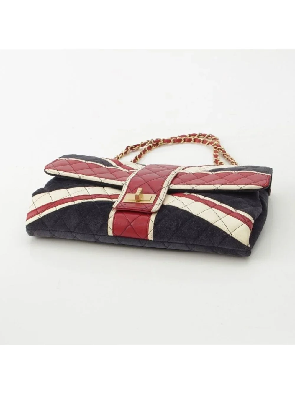 Chanel 2.55 Leather Suede Union Jack Shoulder Bag Navy